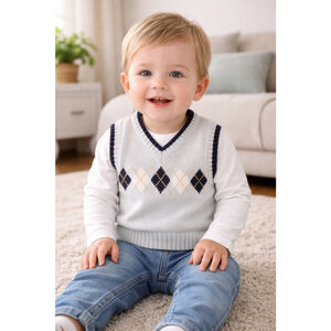 Baby Unbranded Light Blue Argyle Sweater Vest 12-18 Months